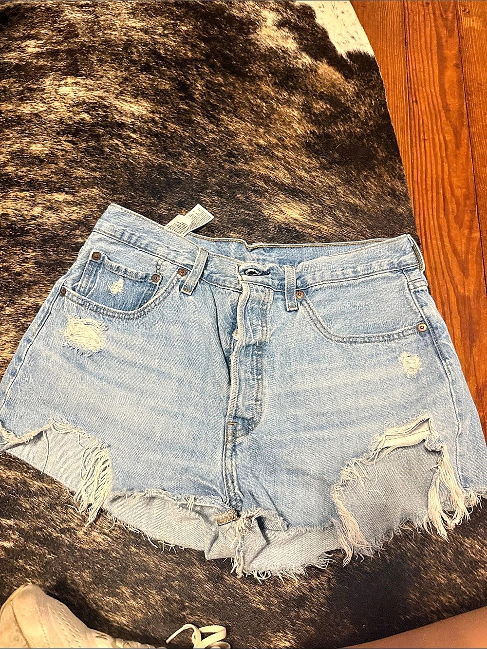 Levi's 501 Original Shorts Distressed Denim Jean Shorts Waist 31